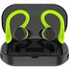 Redline RDL6150 Auricolari Cuffie Wireless a Clip In Ear Musica e Chiamate Bluetooth Nero Verde