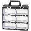 Iris Ohyama, Caso con scompartimenti, fai da te, 6 scompartimenti a vite rimovibili, con supporto per cintura, facile da trasportare, Garage - Unit Case UC-6W - Grigio/Nero