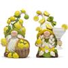 Hodao Set di statuette di gnomo di limone, decorazione per interni estive, piccoli nani decorativi per cucina, soggiorno o scaffale, set di 2 simpatici ornamenti