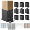 VEVOR Confezione di Supporti 10 Pezzi per Pali in Legno 101,6 x 101,6 mm, Base per Pali Interni 91 x 91 mm in Acciaio a Carbonio per Ancoraggio Pali in Legno Ringhiere, Corrimano di Terrazze, Portici