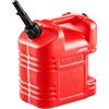 VEVOR Contenitore per Carburante 9,5 L con Beccuccio e Scala Trasparente, Portata Massima 0,25L/s, per Liquidi Piatto Portatile per la Maggior Parte delle Auto, Moto, ATV, UTV, Rosso, 1 Confezione