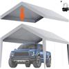 VEVOR Tettoia di ricambio per auto da 3 x 6 m, parte superiore del garage, resistente, impermeabile e resistente ai raggi UV, facile installazione con tenditori a sfera, bianco (solo copertura