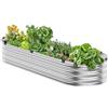 VEVOR Letto Rialzato per Piante da Giardino in Metallo Fioriera Zincata per Esterni 1195 x 585 x 270 mm Fondo Aperto, Letto Rialzato Ovale per Giardinaggio di Verdure Fiori Erbe Aromatiche Piante