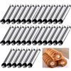 MKNZOME 30 Pack Cannoli in Acciaio Inossidabile Forma Tubi Rotolo di Crema Stampo Diagonale Vite per Cornetto Cono a Forma Tubolare Tubi Forme per Cottura