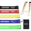 GRIFEMA GAK5001 - Set di 5 fasce di resistenza, per uomini e donne, 5 diversi livelli, elastiche, per casa, palestra, yoga, allenamento