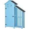 Outsunny Capanno da Giardino con Ripiano per la Legna da Ardere Capanno da Giardino con 3 Ripiani Tetto in Asfalto Legno di Cedro Azzurro Cielo 130 x 54,5 x 180 cm