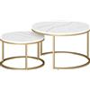 HOMCOM Set di 2 tavolini da salotto ad incastro design industriale con piano effetto cemento e piedi in metallo bianco | Aosom Italy