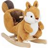 AIYAPLAY Dondolo per Bambini 1-3 Anni a Scoiattolo in Peluche, Suoni, Cintura di Sicurezza, Marrone | Aosom Italy