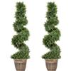 HOMCOM Set 2 Piante Finte di Cipresso a Spirale 120cm con Vaso Incluso, per Decorazione Interno ed Esterno, Verde | Aosom Italy