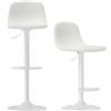 HOMCOM Set 2 Sgabelli da Bar con Schienale e Poggiapiedi, Altezza Regolabile, Pelle PU e Imbottitura, Bianco | Aosom Italy
