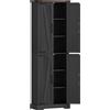 HOMCOM Credenza Cucina Alta Rustica con 4 Ante, Ripiani Regolabili, 2 Armadietti, 60.2x30.3x182 cm, Nero | Aosom Italy