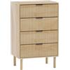 HOMCOM Cassettiera 4 Cassetti in Legno per Camera e Ingresso Stile Nordico, 60x39.5x96 cm, Rovere | Aosom Italy