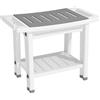 HOMCOM Sgabello da Bagno a 2 Livelli in HDPE con Cuscino in EVA, Ripiano Portaoggetti, Portata 120 kg, Bianco | Aosom Italy