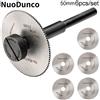 NuoDunco 6 pz/set 50mm Taglio Sega Mini Lama per Sega Circolare per Trapano Elettrico Sega da Tavolo Legno Metallo Morbido PVC Taglio + Mandrino di Montaggio