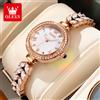 OLEVS 9971 Orologi da donna Elegante moda Orologio da polso originale Impermeabile Cinturino in lisca di pesce Mano luminosa Lunetta con diamanti Reloj