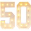 Bymaocar 50 numeri luminosi, cornice luminosa stereoscopica per decorazioni per feste di 50° compleanno per decorazioni di compleanno