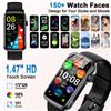 Kuizil Orologio intelligente HD da 1,47", oltre 100 quadranti, fitness tracker per chiamate BT, impermeabile IP68, 24 modalità sportive, cardiofrequenzimetro.