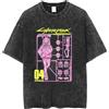 Bandai T-shirt da uomo Cyberpunk Rebecca Stampa Casual Vintage Lavato T-shirt a maniche corte Anime Estate Donna Oversize Gym Harajuku Top