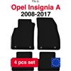 Wielganizator Set di tappetini in velluto per Opel Insignia A berlina, station wagon, grand tourer liftback (2008-2017) - Nero (4 pezzi) set di tappetini per auto