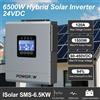 Powgrow Inverter POWGROW 6500W con Doppia Uscita AC, Onda Sinusoidale Pura, Ingresso Pannello Solare 48V, Controllore Solare MPPT 500VDC 120A, Supporto Wifi BMS