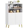 HOMCOM Mobile bagno, armadietto bagno stretto a 5 livelli, chiusura ammortizzata, 2 ripiani aperti, ripiano regolabile, mobiletto contenitore per WC salvaspazio bianco