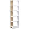 HOMCOM Scaffale portaoggetti con 5 scomparti aperti, design moderno e semplice, ideale per soggiorno, camera da letto, scrivania, 45x21x cm, bianco e rovere