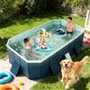 NONE Piscina Portatile Pieghevole da 2,5m, Grande Piscina Non Gonfiabile per Esterni, per Famiglie, Bambini, Adulti e Animali Domestici