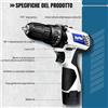 NONE Mini Trapano Avvitatore a Batteria con 2 Batterie, Cacciavite Elettrico, 45N.m, 18+1 Regolazioni di Coppia, 2 Velocità 0-400/1400rpm, 23 Accessori