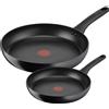 Lagostina Cucina Naturale/Risorsa Black Set di 2 Pezzi, Padelle 24/28 cm, Corpo in Alluminio Riciclato al 100%, Rivestimento Antiaderente Titanium, Indic