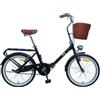 TEKLIO LA MIA Bici pieghevole 20'' in acciaio con cestino e portapacchi posteriore, nera