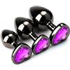 SuperLove Heart Jewel Butt Plugs Training Kit Black-Purple