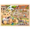 goki 57367 - Puzzle da Inserire Reiterhof - 96 Pezzi in Legno - per Bambini dai 3 Anni in su