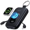 RORRY Powerbank, Power Bank 20000 mAh, 30 W PD, ricarica rapida, caricatore portatile con 2 cavi integrati, batteria esterna per cellulare con portachiavi, essenziale da viaggio per iPhone, Apple