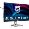 PHILIPS Monitor 27B2U6903 27 pollici 3840x2160, UHD, 60Hz, IPS Panel, 4ms GtG, USB Hub Speakers, Height Adjustment, (HDMI2x 2.0 DP 1x 1.4) Grigio Antracite