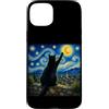 Funny Cat Starry Night Van Gogh Cat Love Custodia per iPhone 15 Plus Black Cat Notte stellata Amante dei gatti Van Gogh Art Kitty Cat Mom
