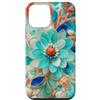 Coastal Talisman Collection Custodia per iPhone 12 mini Fiore di vetro di mare sulla riva turchese