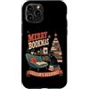 Mid Century Modern Motif Custodia per iPhone 11 Pro Gatto nero amante dei libri natalizi moderni di metà secolo