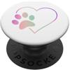 Paw Print Heart Gifts & Designs for Girl Zampa Arcobaleno Cuore Cane Gatto Bianco PopSockets PopGrip Adesivo