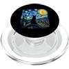 Funny Cat Starry Night Van Gogh Cat Love Cat Van Gogh Art Notte stellata Amante Gatto Mamma Gatto Papà PopSockets PopGrip per MagSafe