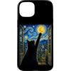Funny Cat Starry Night Van Gogh Cat Love Custodia per iPhone 15 Plus Black Cat Notte stellata Amante dei gatti Van Gogh Art Kitty Cat Mom