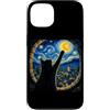Funny Cat Starry Night Van Gogh Cat Love Custodia per iPhone 13 Gatto nero che raggiunge la luna notte stellata Van Gogh Art Cat Lover