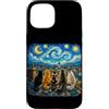 Funny Cat Starry Night Van Gogh Cat Love Custodia per iPhone 15 Gatti Van Gogh Art Notte stellata Amante Gatto Mamma Parodia