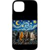 Funny Cat Starry Night Van Gogh Cat Love Custodia per iPhone 15 Plus Gatti che guardano la notte stellata amante dei gatti Van Gogh Art Cat Mom