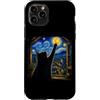 Funny Cat Starry Night Van Gogh Cat Love Custodia per iPhone 11 Pro Gatto nero che raggiunge la luna notte stellata Van Gogh Art Cat Lover