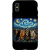 Funny Cat Starry Night Van Gogh Cat Love Custodia per iPhone X/XS Gatti Van Gogh Art Notte stellata Amante Gatto Mamma Parodia