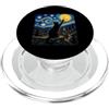 Funny Cat Starry Night Van Gogh Cat Love Gatto Raggiungere Notte Stellata Gatto Van Gogh Arte Gatto Mamma Proprietario Gatto PopSockets PopGrip per MagSafe
