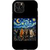 Funny Cat Starry Night Van Gogh Cat Love Custodia per iPhone 11 Pro Gatti che guardano la notte stellata amante dei gatti Van Gogh Art Cat Mom