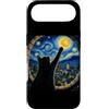 Funny Cat Starry Night Van Gogh Cat Love Custodia per iPhone Air Gatto nero che raggiunge la luna notte stellata Van Gogh Art Cat Lover