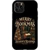 Mid Century Modern Motif Custodia per iPhone 11 Pro Gatto nero amante dei libri natalizi moderni di metà secolo