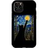 Funny Cat Starry Night Van Gogh Cat Love Custodia per iPhone 11 Pro Black Cat Notte stellata Amante dei gatti Van Gogh Art Kitty Cat Mom